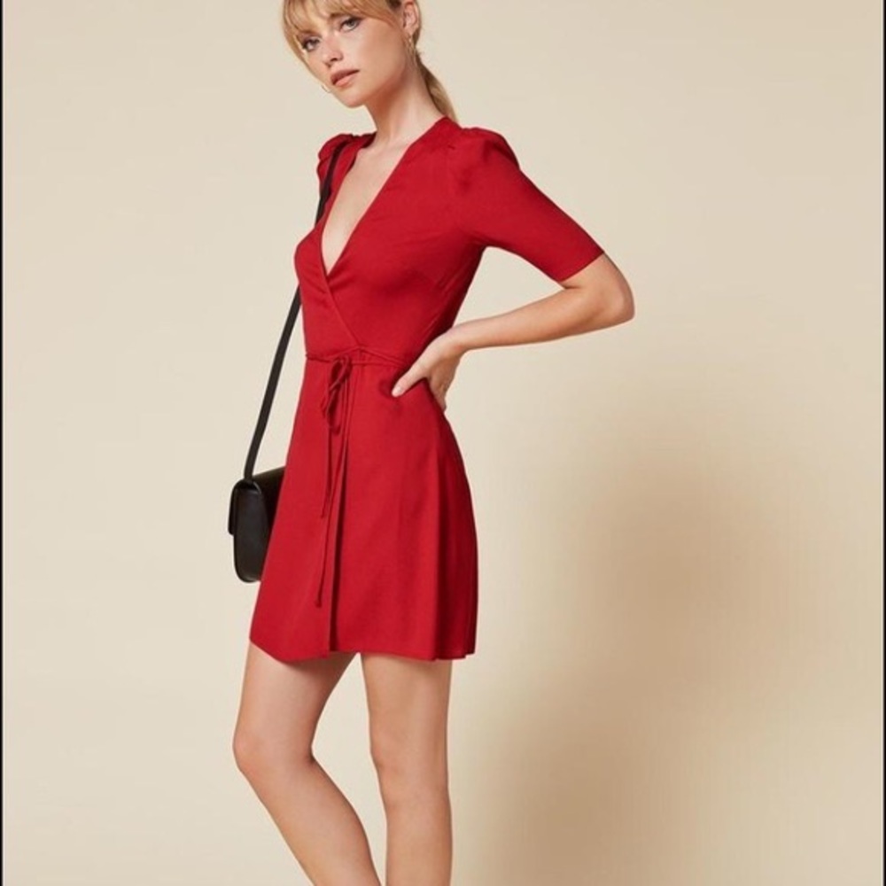 Reformation Red Wrap Marita Dress